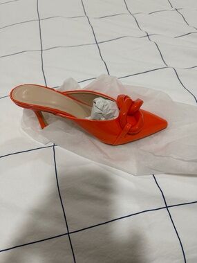 Orange Pointed-Toe Chain Mule Heel - Women